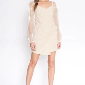 4 Si3nna ivory Sydney mini dress faux wrap ruched side wedding party size 1x